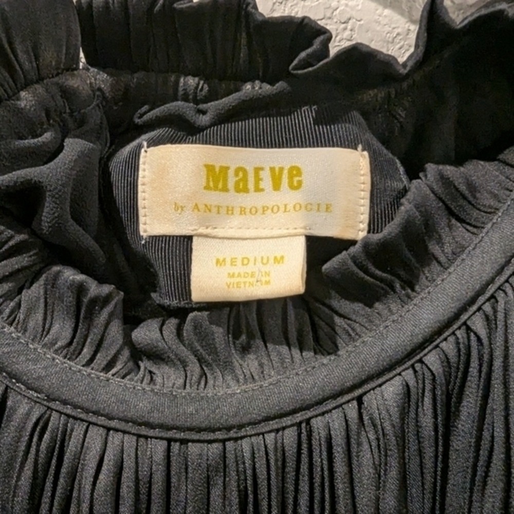 ANTHROPOLOGIE Maeve dress whimsey goth fairy size medium black ruffled polyester - Picture 3 of 6